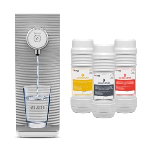 4SWISS Wasserfilter System - Entfernt Bakterien, Schwermetalle, Mikroplastik, Einfache Installation, Hervorragender Geschmack, Mit 3 Filtern, Kostengünstig, Trinkwasserfilteranlage für Zuhause