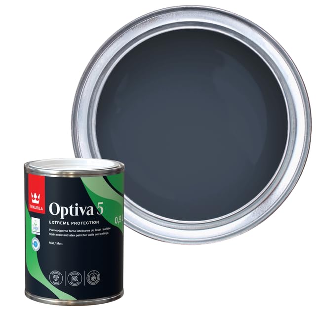 TIKKURILA Optiva 5 Matt Emulsion Paint โ Durable, Scrubbable & Easy-Clean for Walls and Ceilings | Zero VOC - 1L Denim N429 โ image 1