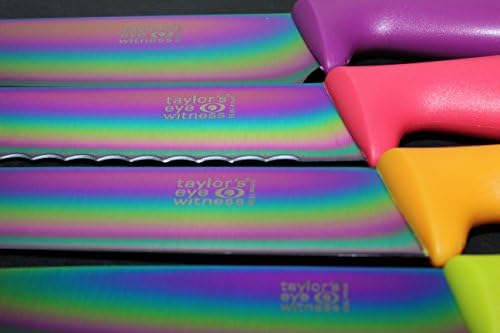 Iridescent Rainbow Coloured Chefs Knife - Professional Chefs/Cooks Kitchen Knife. 20cm Razor Sharp Titanium Nitride Blade. Comfortable Ergonomic Handle. by Taylors Eye Witness. 2 Year Guarantee.