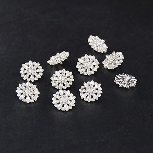 Jerler 10 Pcs Sliver Rhinestone Buttons 16Mm Crystal Embellishments Sew On Clothing Buttons For Decoration And Diy #TOP1