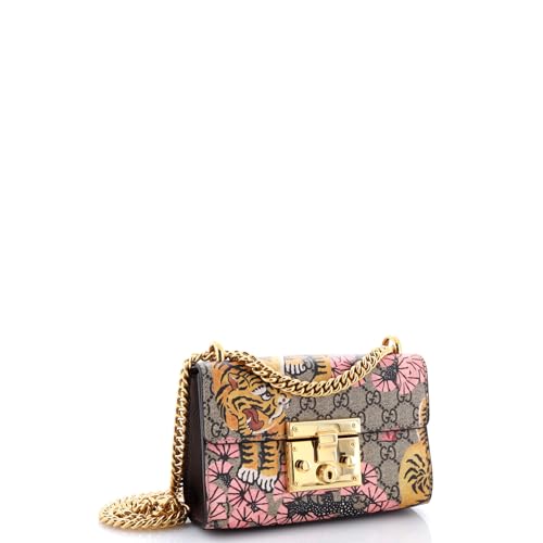 Pre-Loved Padlock Shoulder Bag Bengal Print GG Coated Canvas Small, Brown2