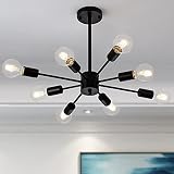 Kitchen Island Sputnik Chandelier 8 Lights Black Semi Flush Mount Foyer Pendant Lighting Industrial