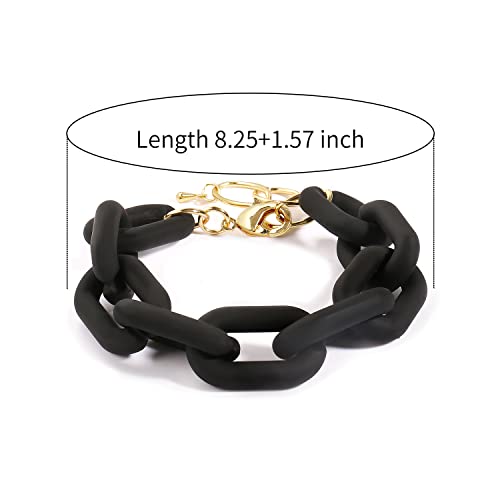 Conran Kremix Black Hot Pink Bracelet Resin Chain Chunky Acrylic Bracelet For Women Neon Plastic Rainbow Jewelry #TOP1