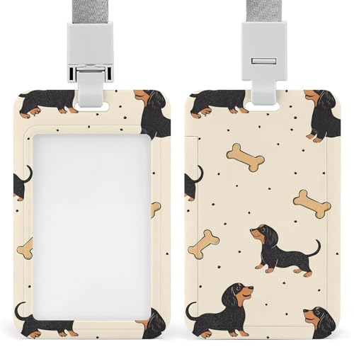 Dachshund Weiner Dog ID Badge Holder with Lanyard Vertical ID Card Holder for Travel Office Work