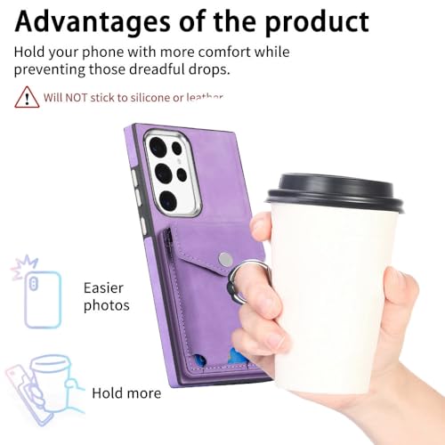 Étui de téléphone portefeuille en cuir ENILSA bleu avec porte-carte et anneau pour Galaxy A13