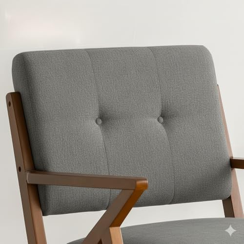 Image of Premium Sheesham Wood Arm Chair with Cushion || Cane Chairs for Balcony || Wooden Chairs for Living Room Furniture, Dining Chair Armrest Chair Garden Chairs Outdoor & Indoor || Brown Finish