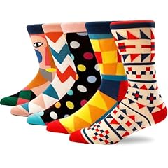 5 Pairs - Aa Geometric Style - Polka Dot Striped Triangle Argyle Wavy