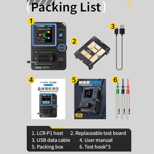 Image of FNIRSI LCR-P1 Transistor Tester,LCR ESR Meter, Diode Triode Capacitance Resistance Meter,Multifunction Transistor Capacitor Tester ESR Tester Automatic Checker Detector NPN PNP MOSFET IR (Blue)