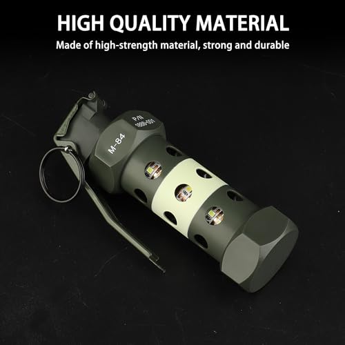 Disratw M84 Airsoft Flashbang Grenade Toy Plastic CS Hand Grenade Model Outdoor Camping Emergency Light Tactical Gear Accessories for Army Fans Cosplay Props CS Game (with Flashing Light)