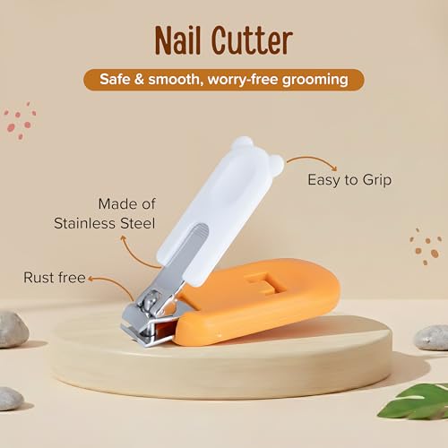 Image of LuvLap 4 in 1 Baby Grooming Set with Cute Case, Baby Manicure Set with Nail Scissors, Nail Clipper, Nail File & Tweezers, Grooming Kit for New Born & Toddler, BPA Free, Compact & Easy to Carry, 0m+
