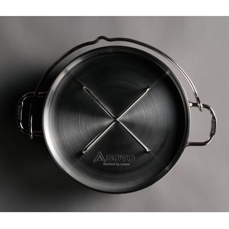 SOTO ST-908 Dutch Oven, Stainless Steel, No Seasoning Required, Cleaning Rack (Dishwasher, Detergent OK), High Heat Storage, Versatile, Durable, Rust Resistant, Impact Resistant, Deep, Outdoor,