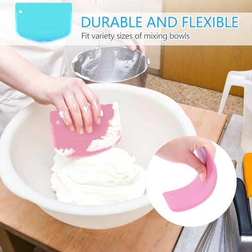 Armrouns Bowl Scraper Spatula Multipurpose dough Scraper 2PCS, Flexible Plastic Kitchen Pastry Cutter Tool, Food Scrappers for Bread Dough Baking Cake Fondant Icing. - Thumbnail 3
