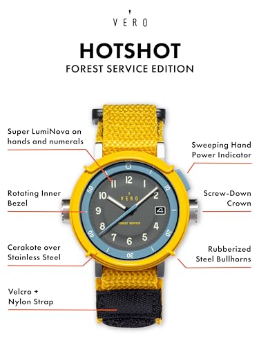 VERO Forest Service Edition Hotshot, Men's Field Watch, Kinetic Movement, 6-month Power Reserve, 39mm, Screw-Down Crown, 120m Water Resistance, Sapphire Crystal