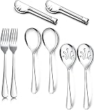 Hohscheid Stainless Steel Flatware Serving Utensils, 8 Pieces Buffet Catering Party Banquet Flatware