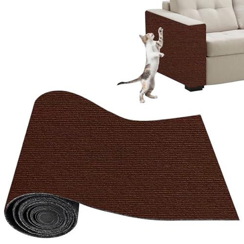 Xynovate Alfombra Rascador para Gatos, Tapete Autoadhesivo para Rascar Gatos, Protector Sofa Arañazo, DIY Alfombra de Pared, Protege Carpets y Sofás(Marrón,30 x 100 cm)