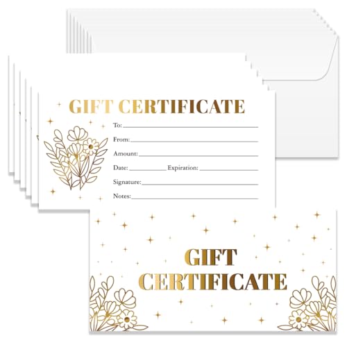 Cartes cadeaux florales Gold Line 17x8,5 cm pour anniversaire et fêtes