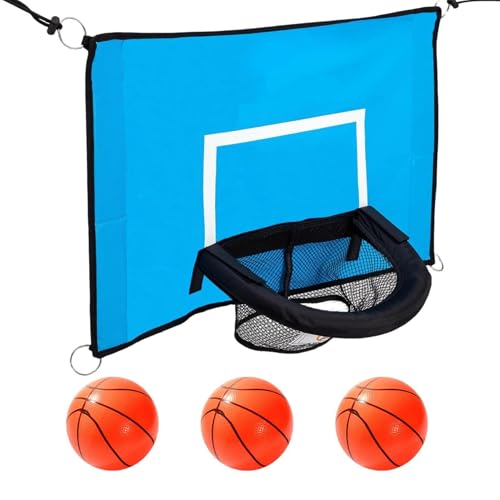 Ensemble de trampoline avec cage de basket-ball – Cage réglable montée dans un enclos, équipement d'entraînement sportif portable, mini pompe à balles...