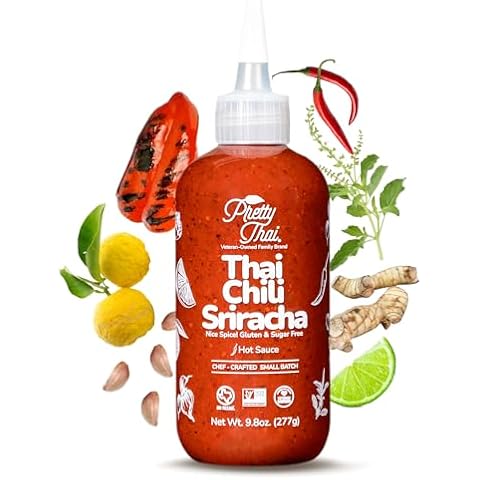 Pretty Thai Chili Sriracha Hot Sauce, Tangy Chili Sriracha with an Umami Kick, Perfect for Stir Fry, Spicy Mayo, and Dipping; Sugar & Gluten Free, Vegan, 100% Natural Ingredients 9.8 oz (277g) Cover