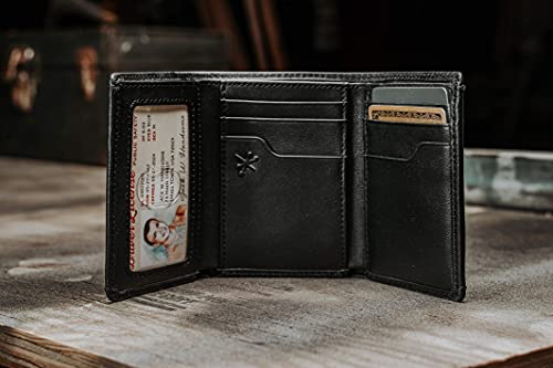 House of Jack Co. Eastwood Trifold Wallet for Men, RFID Blocking, Double Bill Compartment, Full Grain Cowhide Leather Wallet, Black2
