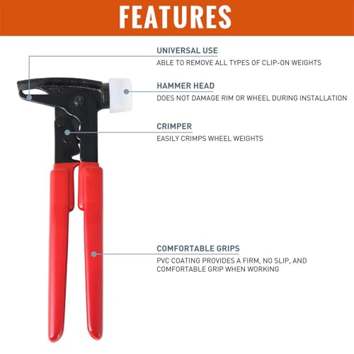 Image of Wheel Weight Pliers, Tire Weight Removal Tool, Pliers Balancing Tool for Installation and Removal of Clip-on Weights