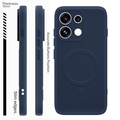 Image of Outlouders Back Cover for Oppo Reno 16c 5G | Soft Matte Silicone | Slim Fit | Magnetic-Safe Logo Design (Magnetic-Safe Not Compatible) | Shockproof | Camera Protection Bumper Case (Blue)