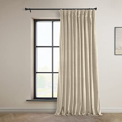 Image of HPD Half Price Drapes Signature Plush Extra Wide Velvet Blackout Curtains for Bedroom (1 Panel),100W X 96L Hotel Black Out Curtains for Living Room, Thermal Insulated Blackout Curtains,Angora Beige