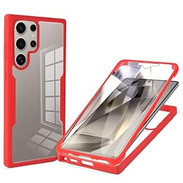 UUcovers Case for Samsung Galaxy S25 Ultra 6.9 inch 2023 with Screen Protector Full-Body Protection Rugged Clear TPU Back Heavy Duty Shockproof Silicone Bumper Cover for Galaxy S25 Ultra 5G, Red