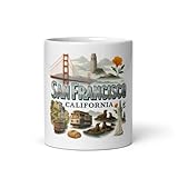 Features iconic San Francisco landmarks including Golden Gate Bridge, Coit Tower, cable cars, and Victorian houses Premium white glossy ceramic construction available in 11oz, 15oz, and 20oz sizes Perfect souvenir keepsake for tourists, residents, an...