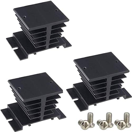TIHOOD 3PCS Aluminum Heat Sink SSR Dissipation for Single Phase Solid State Relay 10A-40A Black