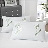 Best Linen Bamboo Memory Foam Pillow Neck & Shoulder Support Sleeping Comfortable Bed Pillows Hypoallergenic & Antibacterial Vacuum Packed (Pack Of 2, White) - Image 3