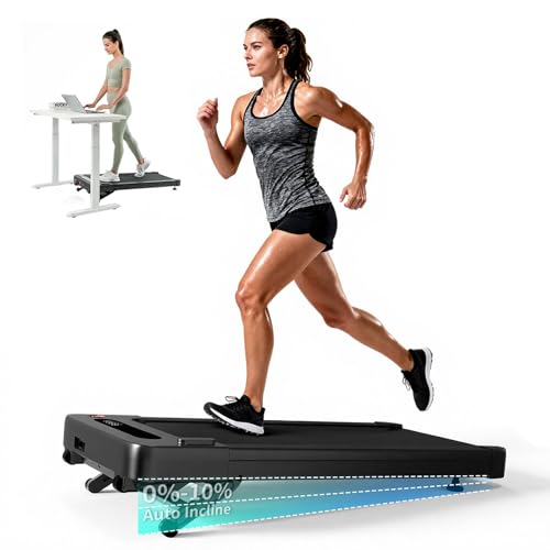 Bluearth Walking Pad mit 10% Automatische Neigung, Laufband Schreibtisch für Zuhause und Büro, Smart App, Laufband für Zuhause mit Immersivem Erlebnis und Live-Kursen, Fernbedienung und LED-Display