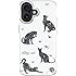 KIOMY Glitter Cute Cat Design Case for iPhone 16, White Color with Funny Kitty Pattern, Sparkly Shockproof Lovely Kitten Clear TPU Back Cover for Girls