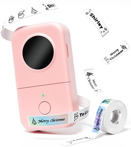 Phomemo D30 Label Maker Thermal Bluetooth Label Printer Handheld With 1 Roll Label,Mini Sticker Label Maker Machine,Wireless Label Machine For,Home,Office,School,For Android & IOS Smart Devices -Pink
