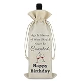 Gfhzdmf Funny Birthday Wine Bags Birthday Gift for Women Men Birthdays Party Decorations Drawstring Burlap Wine Bag Friendship Happy Birthdays Gifts for Friends Coworker Husband Wife