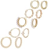 SUNNYCLUE 1 caja de 10 piezas, 5 estilos de Aros de Aro Pequeños Redondos con Baño de Oro de 14 quilates, de Latón, Surtidos, para la Fabricación de Joyas Y Manualidades. Suministros para Mujeres Y Ad