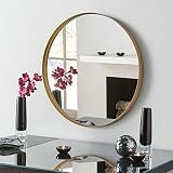 Round Bathroom Mirror Stainless Steel Gold Round Mirror 18 inch Small Modern Wall Mirror Metal Frame