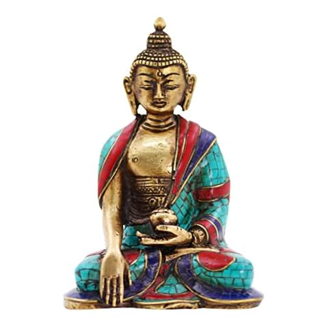 Mudra Crafts Gautama Buddha Statue for Home Decor - Shakyamuni Statue for Altar Buddhist Decor - Brass Tibetan Small Buddha Statue for Meditation Decor Cover