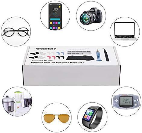 Vastar Glasses Repair Kit, with 1100 Pieces Glasses Screws, 9 in 1 Magnetic Eyeglass Glasses Screwdriver Set, Nose Pads, Tweezers, Glasses Cloth and Bag, for Glasses, Sunglasses and Watches Repair