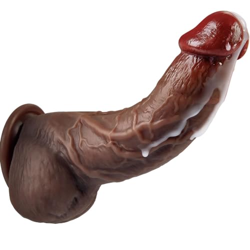 Black Dicker Realistischer Dildo groß für G-Punkt-Stimulation mit spezieller Kurve 20cm Silikon BBC dildos mit Starkem Saugnapf Penis Analdildo realistische dildos Sexspielzeug für Frauen und Männer