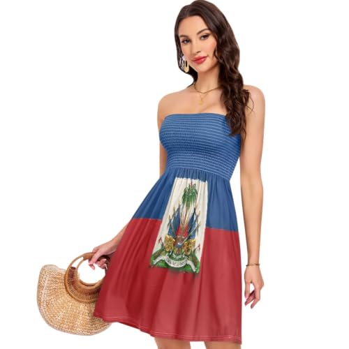 Robe d'été drapeau haïtien anti-transpiration sans bretelles pour fête et plage