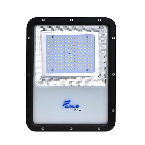 Image of Forus 100W LED Flood Light, IP67 Waterproof Outdoor LED Floodlight, High Mast Focus Yellow Light, 4-Yr Warranty, Energy Efficient Halogen Replacement for Factory, Garage, Parking, Garden, Shop (1 PC)