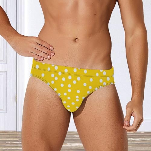 Yellow Polka-Dots Men's Swim Trunks Briefs Swimsuit Swimwear Bathing for Underwear Beach3