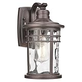 Darkaway Outdoor Wall Light Fixture,Outside Porch Lights Wall Mounted Water Ripple Glass Exterior Waterproof Lantern Modern Wall Sconce Lighting for Front Door Yard Patio