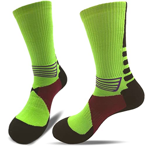 AMABILEMIA Chaussettes de sport homme courtes 1 paire chaussettes de football respirantes chaussettes élastiques de gym tennis basket-ball course yoga taille 39-44 UE, vert, Taille unique