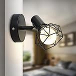 Sweier E14 Adjustable Wall Light, 1 Way Retro Ceiling Lights, Rotatable Metal Cage Shade Ceiling Spotlight, for Indoor Kitchen Living Room Bedroom, Vintage Wall Lights (Bulb Not Included)