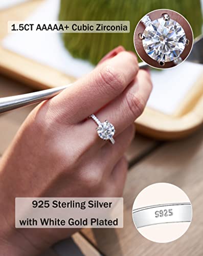Oivley 1.5Ct Engagement Rings For Women Sterling Silver Rings With 18K White Gold Plated Cubic Zirconia Wedding Rings For Women Promise Rings For Her-70 #TOP2