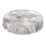 ANRO Mantel de Hule, Mantel Encerado, Lavable, Aspecto Industrial Moderno, Redondo, 140 cm