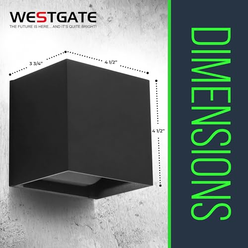 Image of Modern Wall Light Cube - 15W Wall Cube with 70,000 Hour Lifespan - 2700K /3000K /3500K /4000K /5000K Color Changing Options in Aluminum Housing - Adjustable Beam Angle for Outdoor or Indoor Use (Black)