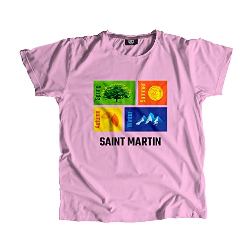 T-Shirt Saint Martin Seasons rose léger au design mixte et épuré