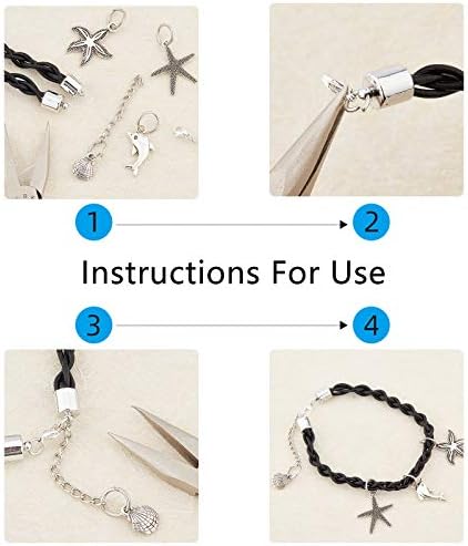 PandaHall 240Pcs 4 Color CCB Plastic Cord Ends Cord Glue in Barrel End Caps, Leather Cord Finding Kit for Kumihimo Jewellery and Tassel Making(6~8mm)